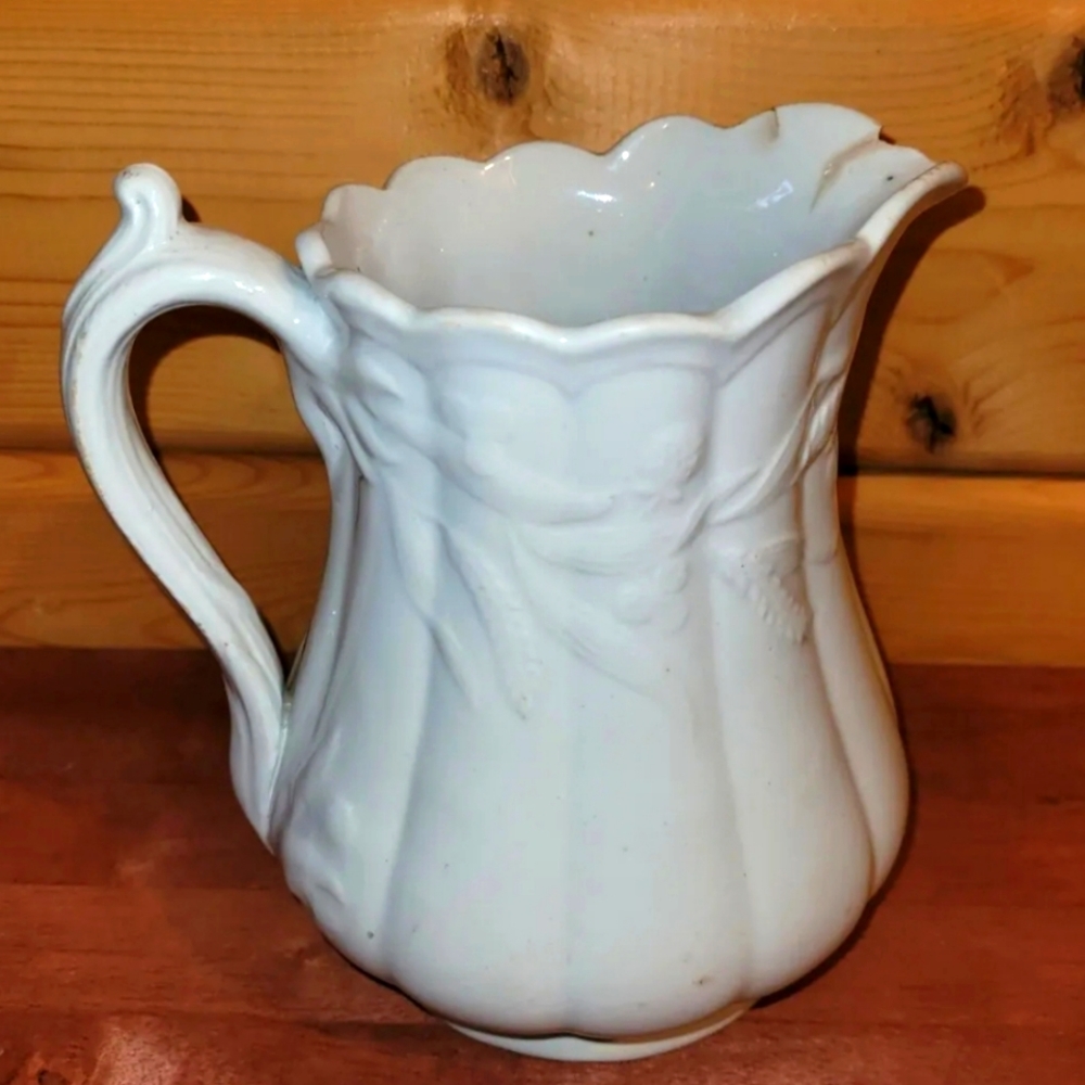 Antique 19th C. Tomkinson Bros ceramic Water Pitcher, Jug or Vase Wheat Pattern